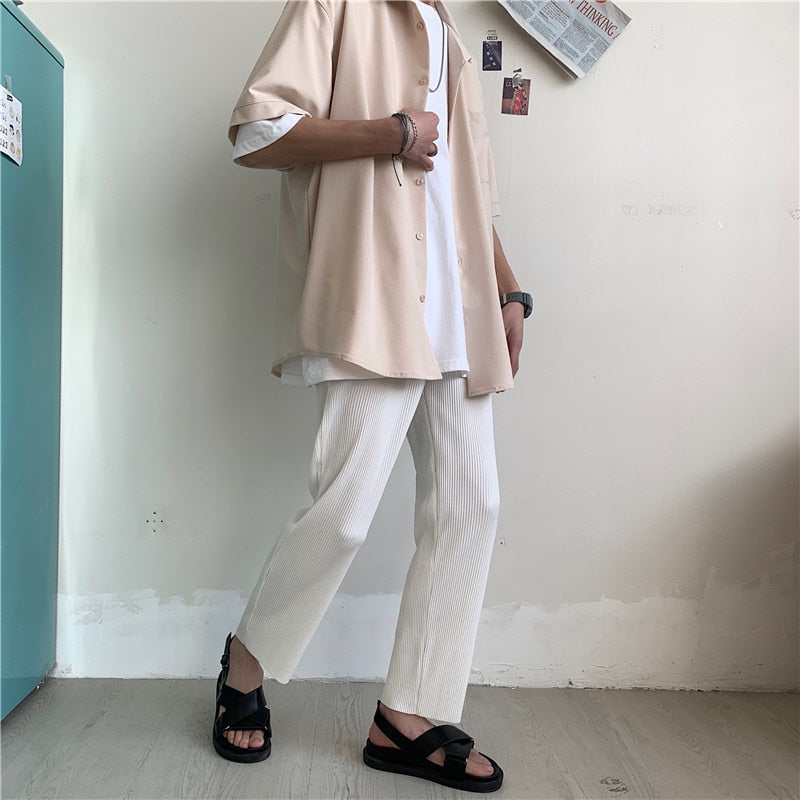 Pleated Straight Pants
