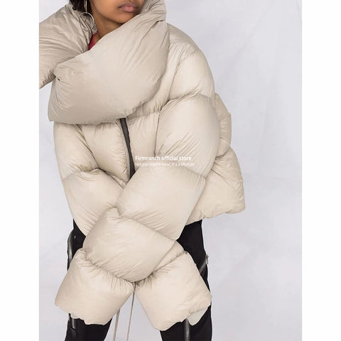 Winter Thick Puffer Jacket With Scarf Collar