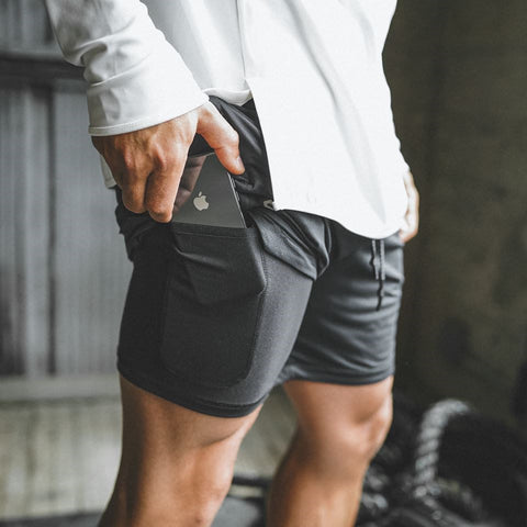 CELL PHONE POCKET ATHLETIC SHORTS